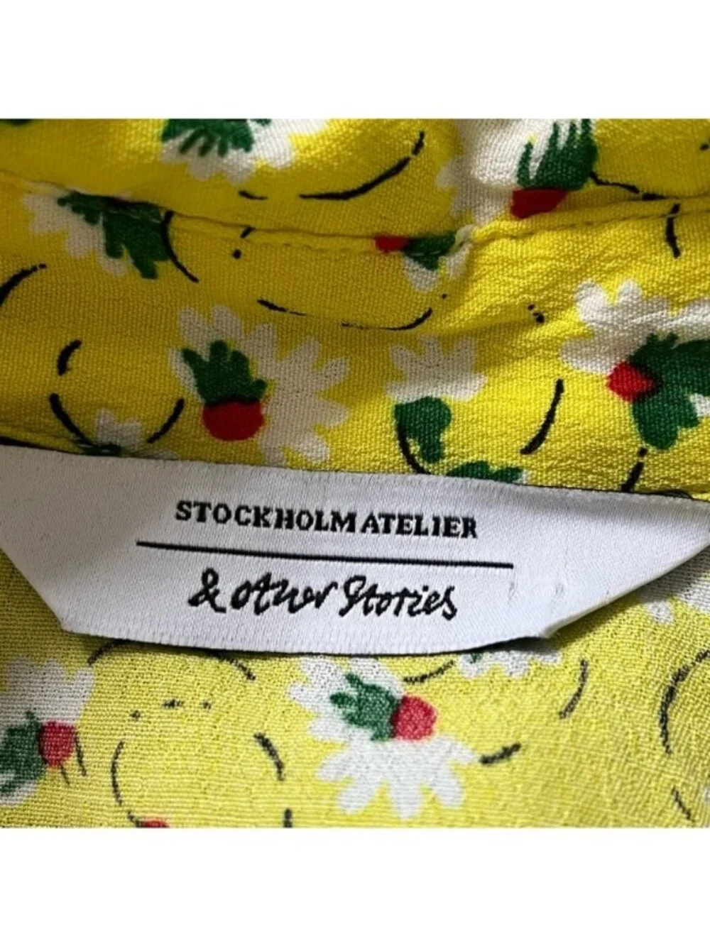 & OTHER STORIES Fit & Flare‎ Yellow Ditsy Floral Dress Size 4 - Picture 6 of 7